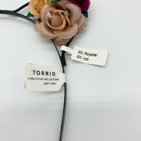 Torrid Floral Cat Ear Black Metal Headband NWT - Picture 3 of 3